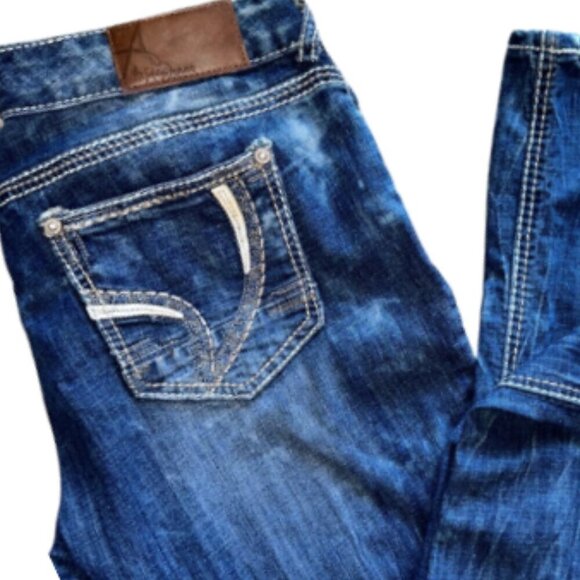 Ariya Jeans Dark Blue Women White Stitching Embellished Pockets Size 11 / 12 - Picture 12 of 14